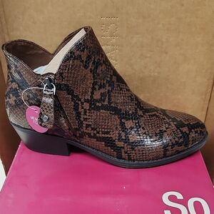 Women's Brown Snake Print Ankle Boots